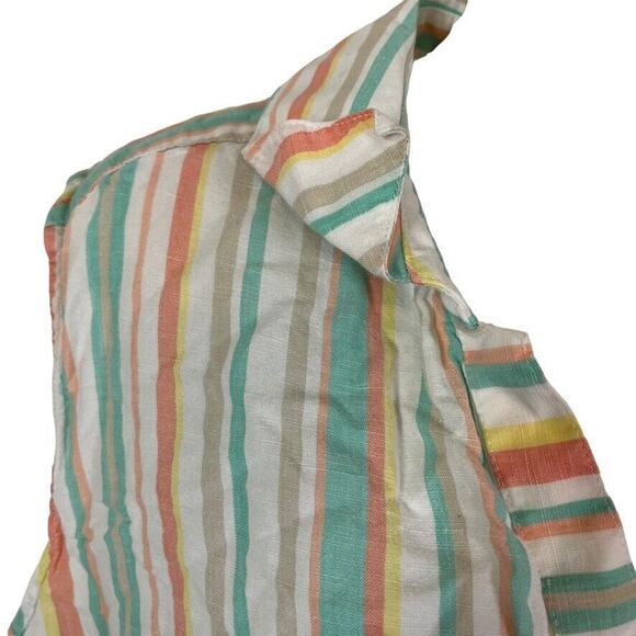 Foxcroft Womens Fox Croft Striped Linen Sleeveless Tie Front Button Up Top 24W - Picture 5 of 16